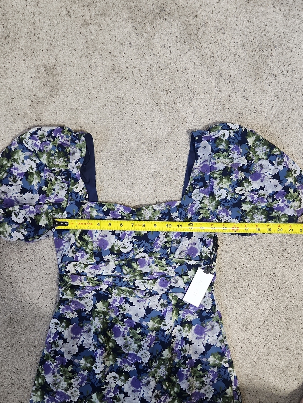 New Astr the Label Asymmetrical Floral Midi Dress Blue Floral Size Medium - Picture 10 of 12